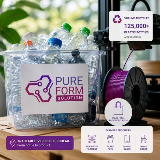 Pure Form Solution — 125,000+ plastic bottles recycled, traceable, verified, circular