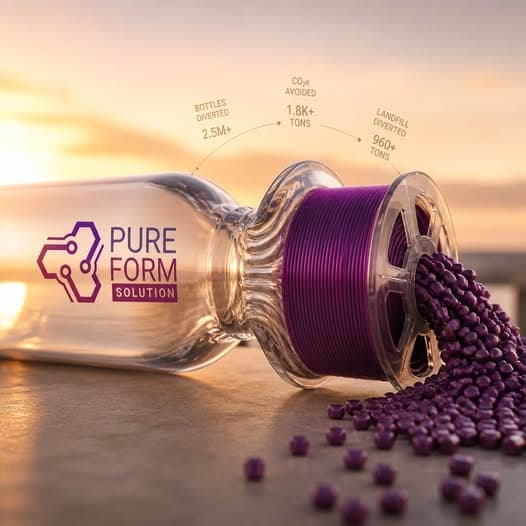 Pure Form Solution — 2.5M+ bottles diverted, 1.8K+ tons CO₂ avoided