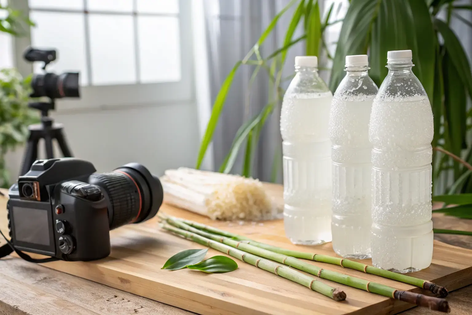 100% compostable bottles made from sugarcane bioplastic — petroleum-free biodegradable packaging by Pure Form Solution