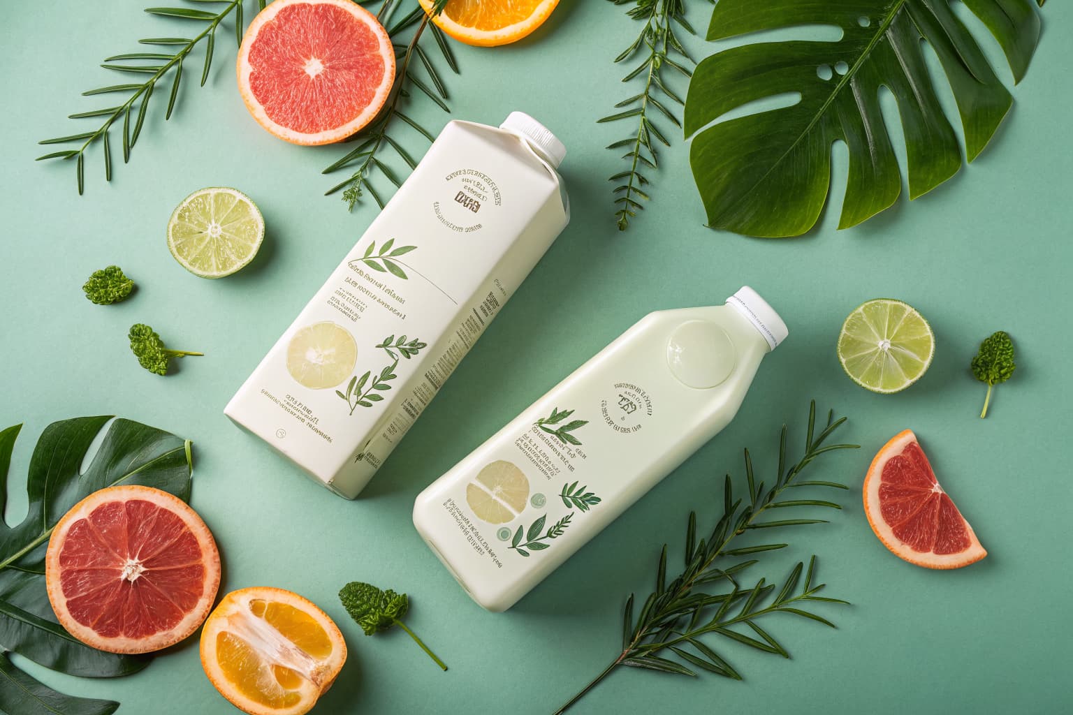 PHA biodegradable milk and juice jugs — compostable beverage packaging replacing HDPE plastic